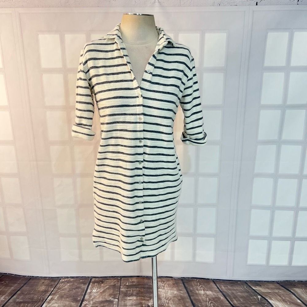 Storm & Marie striped button down terry cloth feel shirt dress size XS